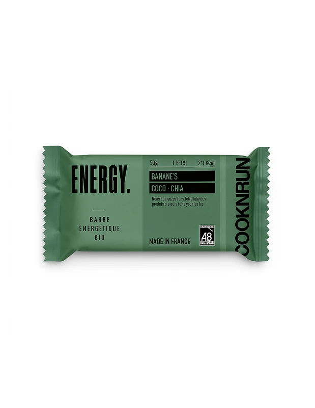 Cooknrun Barre Énergétique Banane Coco Bio