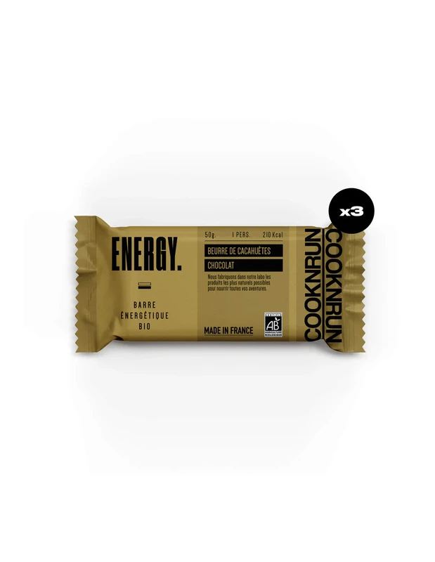 Cooknrun Barre Énergétique Beurre de Cacahuète & Chocolat Bio