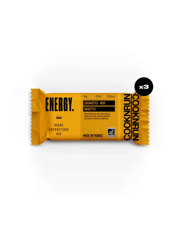 Cooknrun Barre Énergétique Cacahuète Noix Noisette Bio
