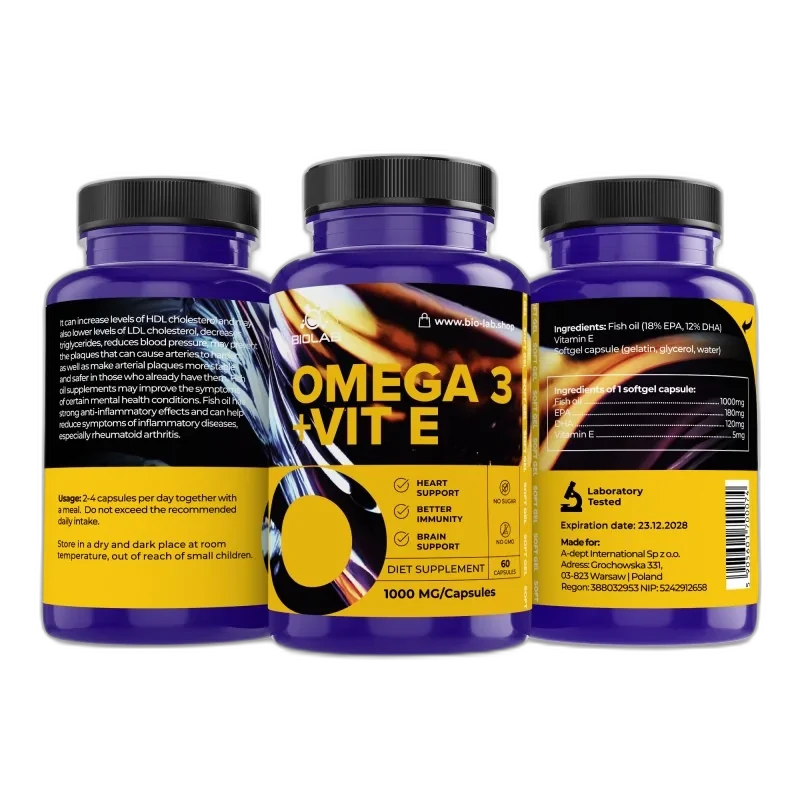 Biolab Omega 3 + vit E 1000 mg, 60 capsules