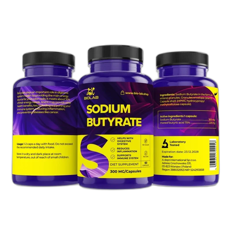 Biolab Butyrate de sodium 300 mg, 60 capsules