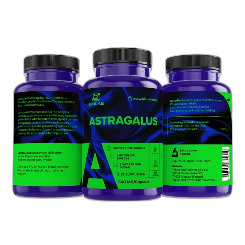Biolab Astragalus, haute concentration 70 % de polysaccharides 500 mg, 60 capsules