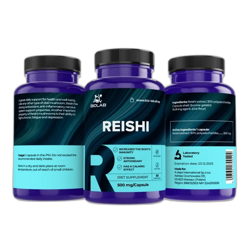 Biolab Reishi 30 % de polysaccharides 500 mg, 60 capsules