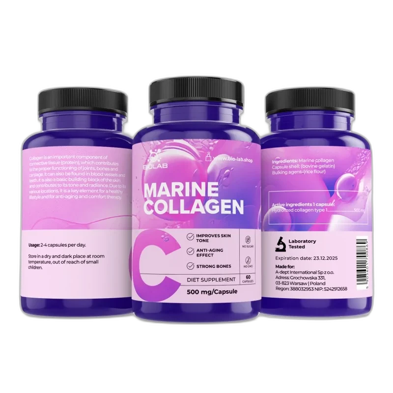 Biolab Collagène marin hydrolysé de type 1 500 mg, 60 capsules