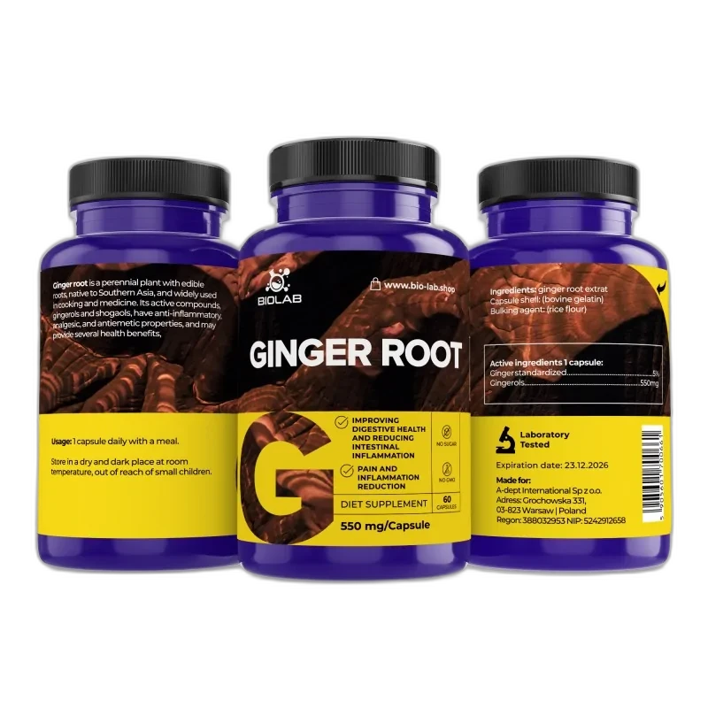 Biolab Extrait de racine de gingembre, 5 % de gingérols 550 mg, 60 capsules