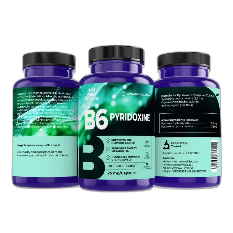Biolab Vitamine B6 pirydoxine P-5-P 25 mg, 60 capsules
