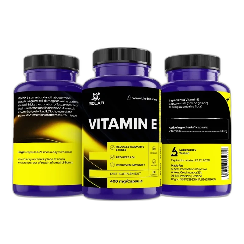 Biolab Vitamine E tocophérol 400 mg, 60 capsules