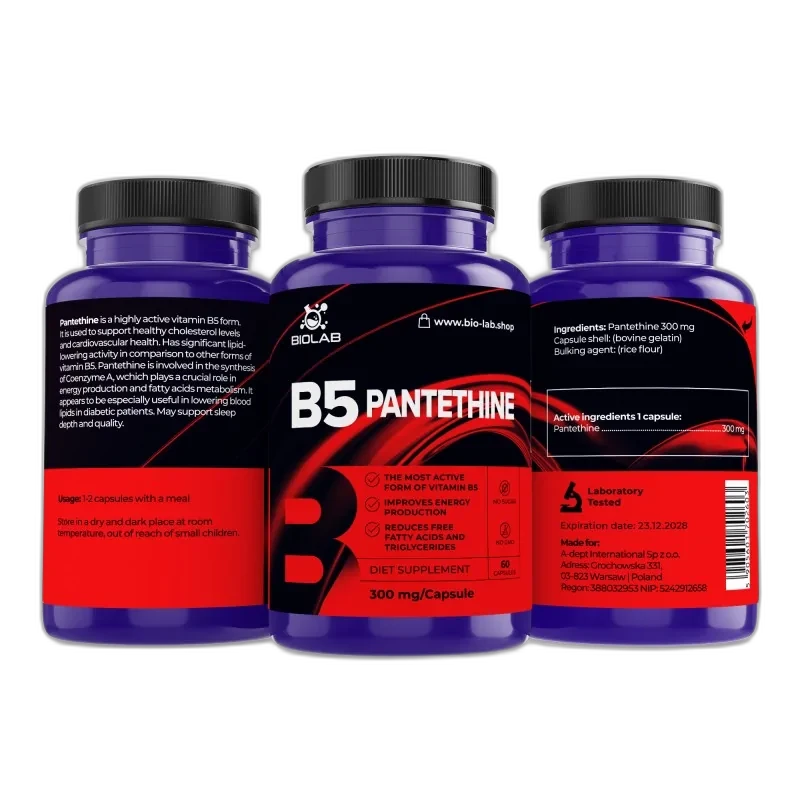 Biolab Vitamine B5 pantéthine 300 mg, 60 capsules