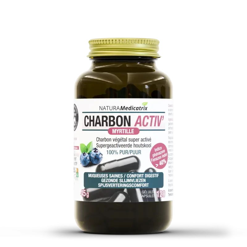 NaturaMedicatrix Charbon activ' + Myrtille (gélules de charbon végétal super activé)