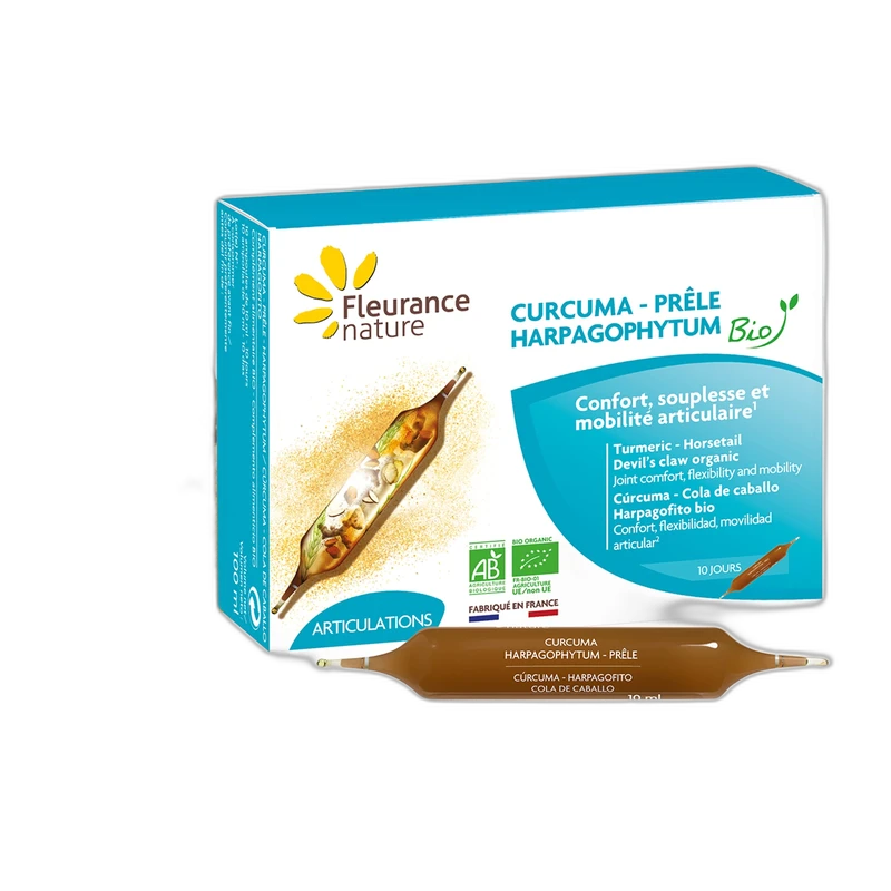 Fleurance Nature Ampoules de Curcuma-Harpagophytum-Prêle Bio
