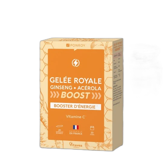 Ponroy Ampoules de Gelée royale - Ginseng - Acérola BOOST