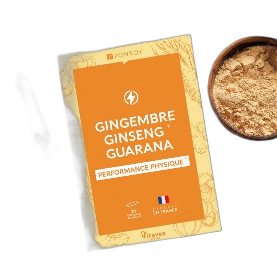 Ponroy Ampoules de Gingembre - Ginseng - Guarana