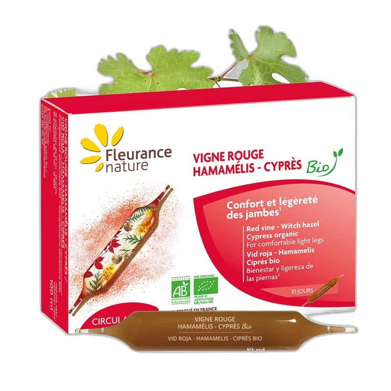 Fleurance Nature Ampoules de Vigne rouge-Hamamélis-Cyprès Bio
