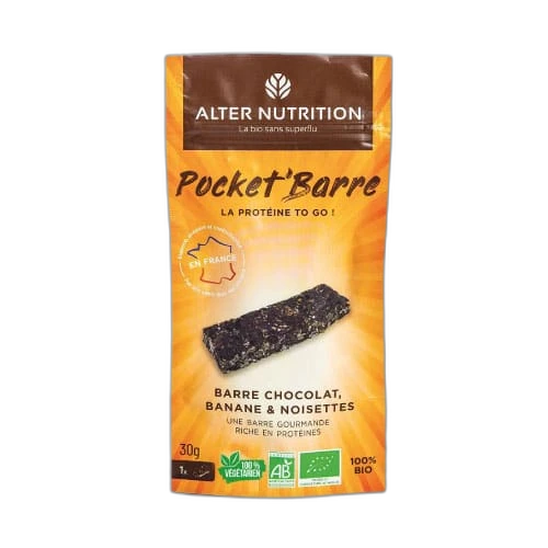 Alter Nutrition Barre proteinee bio chocolat, banane et noisettes
