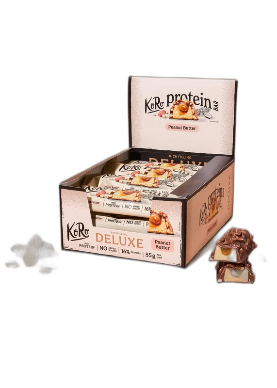 KoRo Barre protéinée Deluxe au beurre de cacahuètes 12 x 55 g