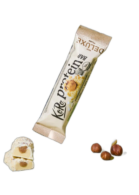 KoRo Barre protéinée Deluxe noisettes - chocolat blanc 55 g