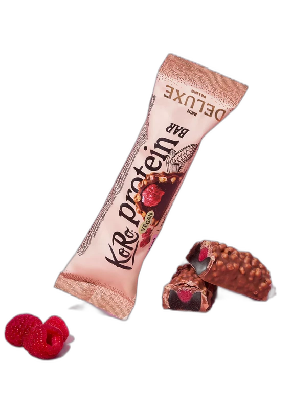KoRo Barre protéinée Deluxe vegan framboise - chocolat 55 g