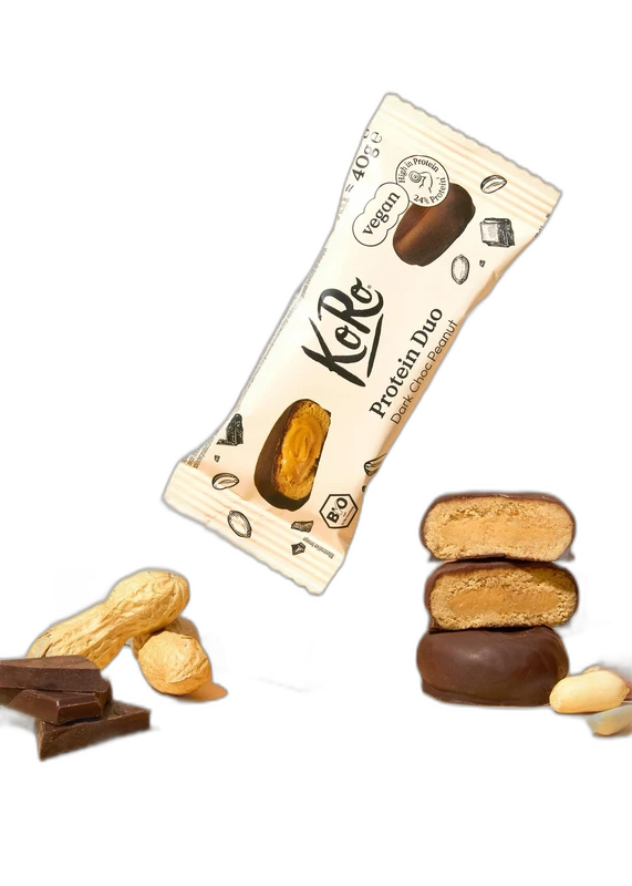 KoRo Duo protéiné bio chocolat noir et cacahuètes 2 x 20 g