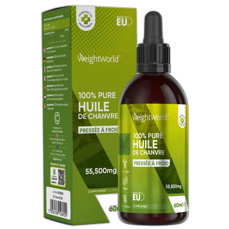 WeightWorld Huile de Chanvre Bio 1850mg