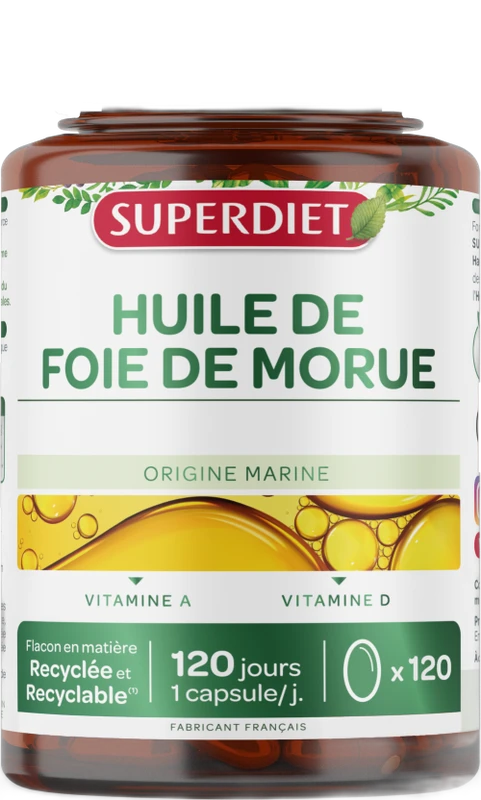 Superdiet Super Diet OM3 Huile de Foie de Morue Vitamines A&D capsules