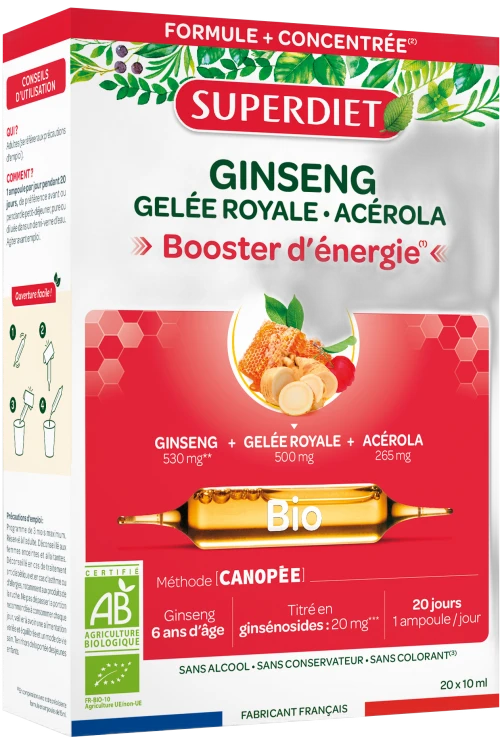 Superdiet Super Diet Ginseng Gélee Royale Acerola Bio unidoses