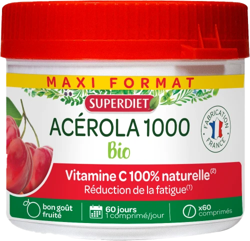 Superdiet Super Diet Maxi Pot Acérola 1000 Bio comprimés à croquer