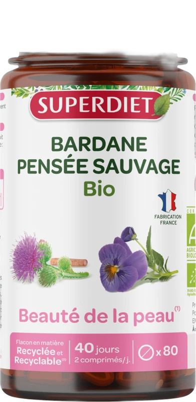 Superdiet Super Diet Bardane Pensée Sauvage Bio comprimés