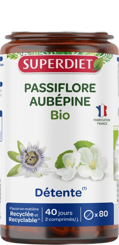 Superdiet Super Diet Passiflore Aubépine Bio comprimés