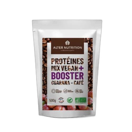 Alter Nutrition Protéines Mix vegan bio Booster guarana café