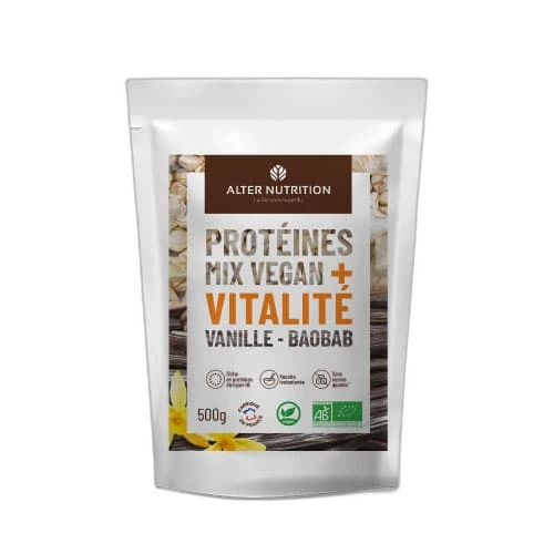 Alter Nutrition Protéines Mix vegan bio Vitalité vanille baobab
