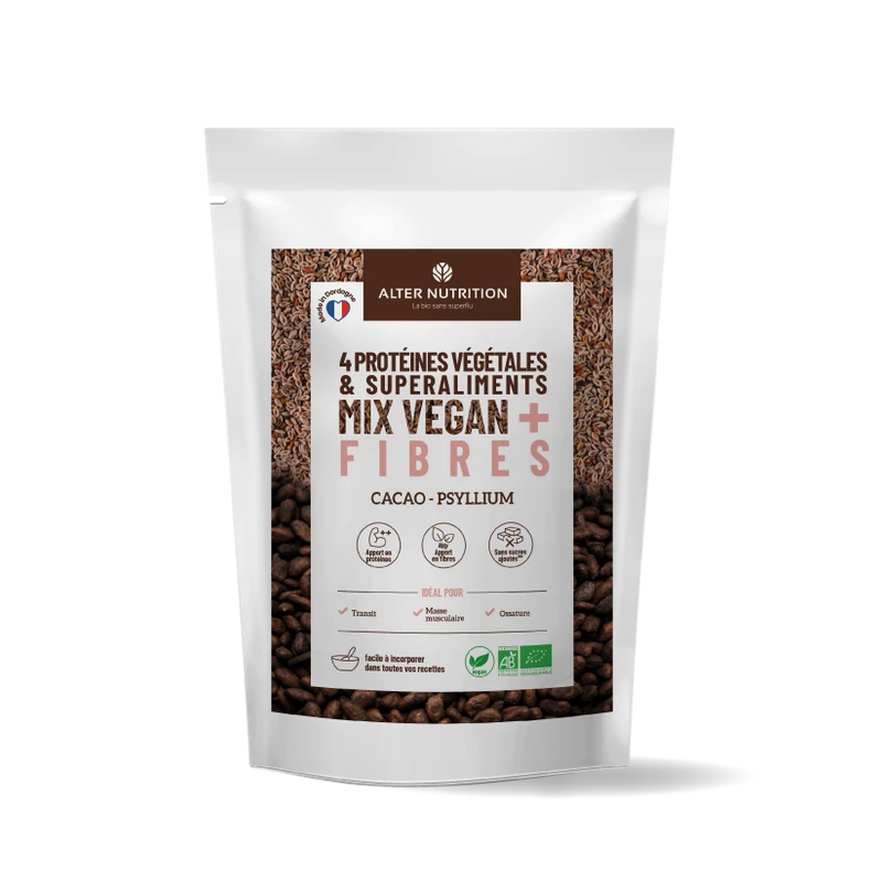 Alter Nutrition Protéines végétales psyllium et cacao bio
